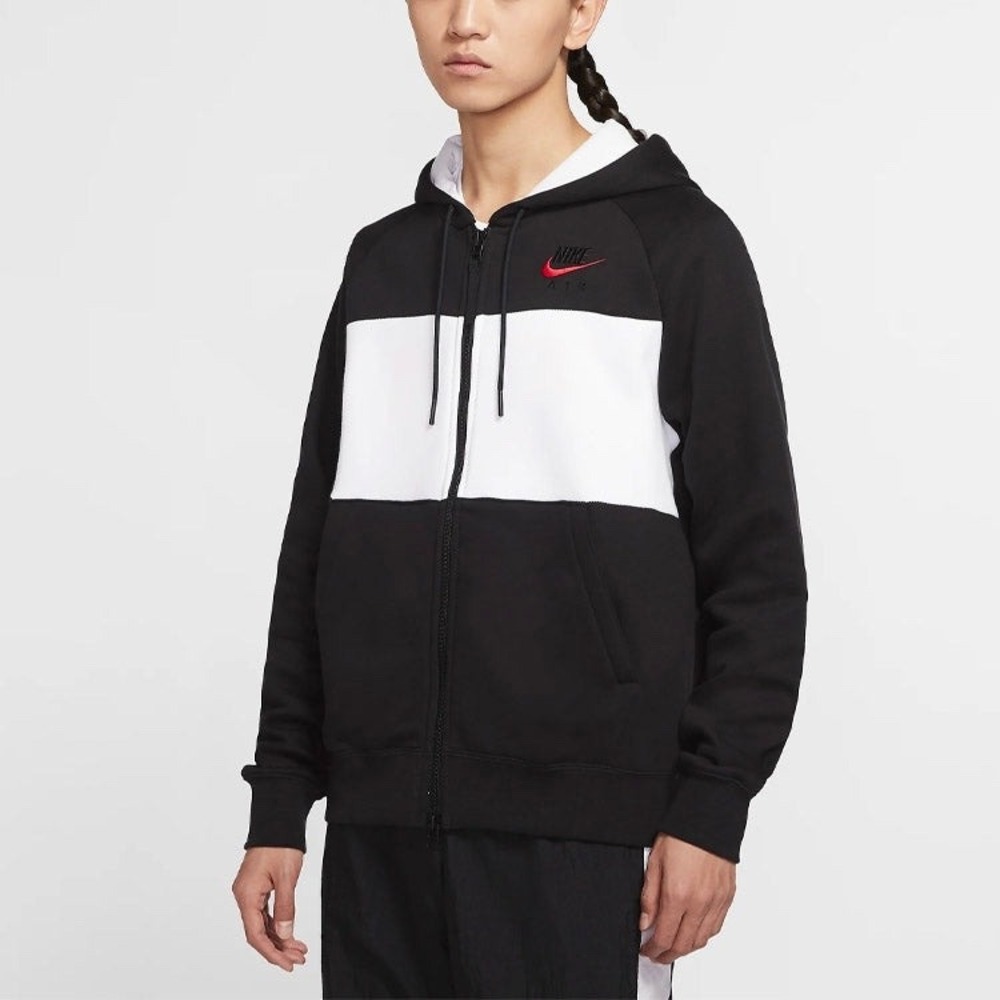 Men's Nike Air Back Print Full-Zip Fleece Hoodie Size S Black/White